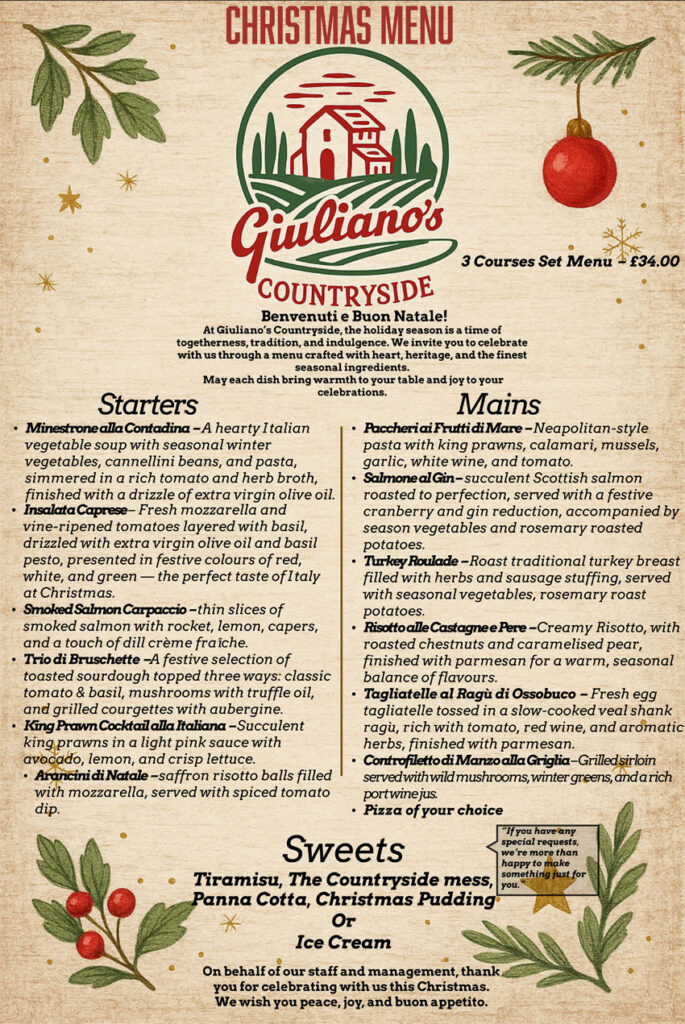 Christmas dinner menu