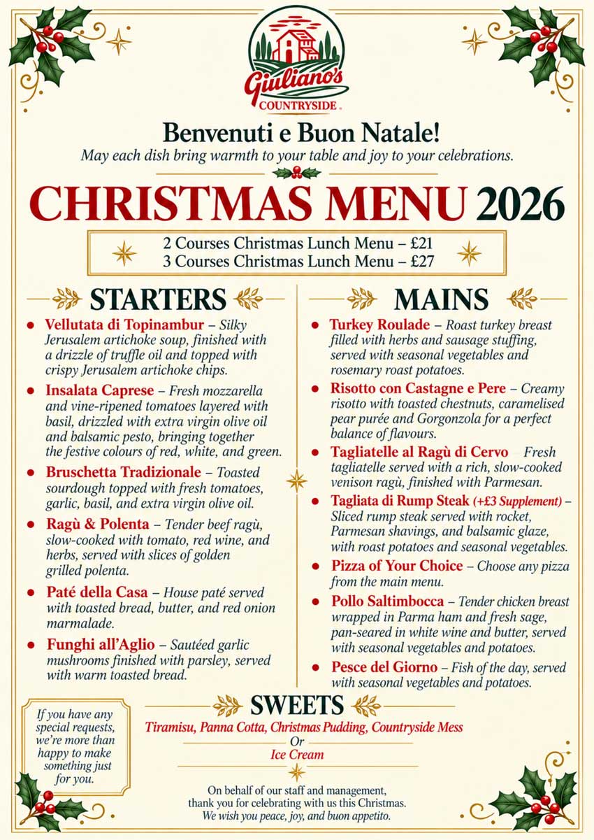 Christmas Lunch Menu