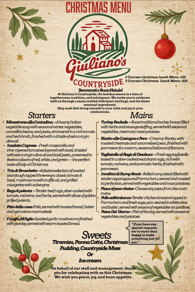 christmas lunch menu